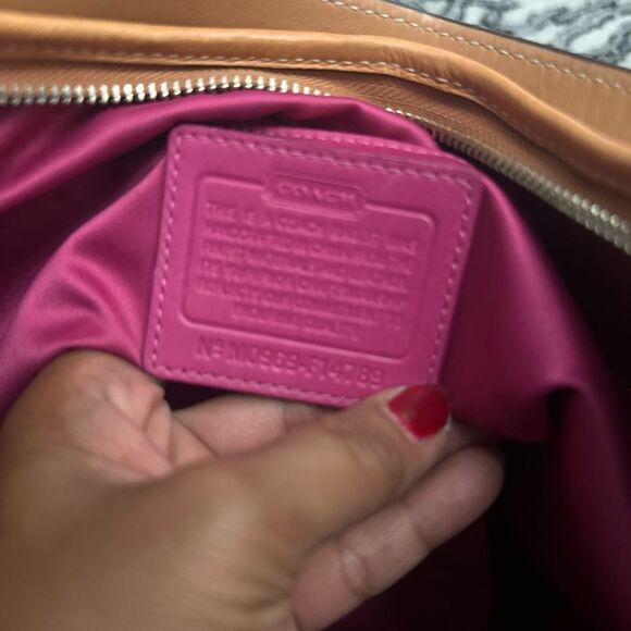 Coach Women's Plaid Tattersall Shoulder Bag - White and Pink - Picture 11 of 13